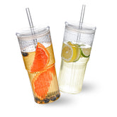 MINGHYZYA 20oz glass cups with lids and straws for pure taste
