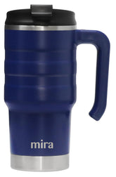 MIRA 20 oz insulated travel mug, marine front view, keeps drinks hot or cold on the go.