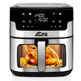 MIRASTON air fryer with sleek stainless steel finish and easy cleanup.