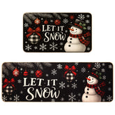 Mirok Christmas kitchen rug 17x29 with snow pattern for festive, easy-to-clean floors.
