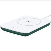 Misby Coffee Warmer green on desk keeps drinks warm throughout the day.