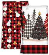 Miss Adola buffalo plaid snowman towel for festive kitchen decor and quick drying