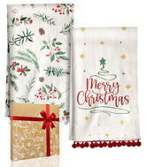 Miss Adola Christmas towel with snowy branch pattern for festive kitchen decor and quick drying.