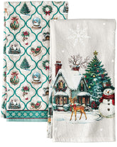 Miss Adola flour sack towels with green plaid pattern for quick-drying, durable kitchen use.