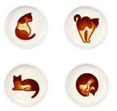 MISS TUTU cat relief dipping dishes 4-piece set, elegant plate for soy sauce and wasabi.