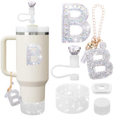 Mity rain diamond straw topper for Stanley Cup adds flair and easy sipping