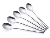 MIUPOO Korean spoon pack of 5 with long handles, ideal for family meals and soups.