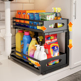 Mixeshop under-sink organizer with 2-tier pull-out for easy cabinet access.