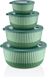 Mixing Bowls with Lids set in 4.2L and 2.6L, BPA-free for meal prep and leftovers.