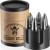 Mixology & Craft stainless steel whiskey stones in revolver case cools drinks without dilution