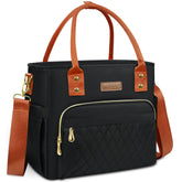 MIYCOO lunch bag exterior in black and orange with large capacity.