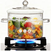 MJZQCD glass cooking saucepan with 64oz capacity for family meals.