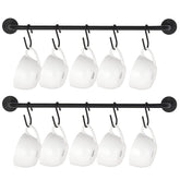 Mkono mug holder wall-mounted with 10 hooks for organized mugs.