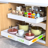 Mlinavn pull-out organizer with 21-inch depth showing extended drawer for easy access