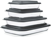 M MCIRCO 8 piece deep glass baking dish set with lids for fresh leftovers