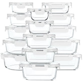 MMcirco 30-piece glass storage set for organized fridge meals.