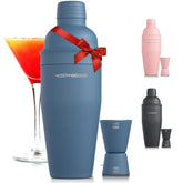 Modern Mixology 24oz shaker matte blue front view for precise shaking.