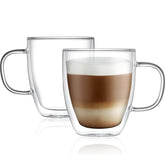 Modvera double-walled glass mugs set of 2 for everyday coffee and tea.