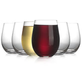 Modvera stemless wine glass set of 6 with 18oz capacity and durable build for parties