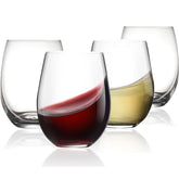 Modvera stemless wine glasses 15oz front view showing crystal clarity for elegant dinners