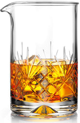 MOFADO crystal cocktail mixing glass 24oz showing clear clarity for precise stirring