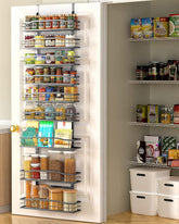 Moforoco over-door pantry 9-tier shelf saves space in compact kitchens.