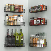 Moforoco wall-mount spice rack six-pack keeps spices neat and accessible.