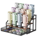 MOJOHAND Stanley 4-tier water bottle organizer on countertop keeps tumblers neatly arranged