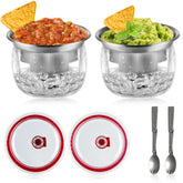 MOLIGOU ice-chilled dip bowl with lid showing 22oz capacity for party servings