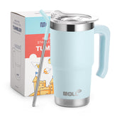 Mollcity travel mug with handle in baby blue for easy on-the-go hydration