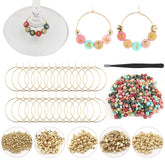 MOMOTONX wine glass charms kit with 500 letter beads for personalized markers