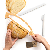 MonteHerra adjustable bread knife with wooden handle for precise artisanal slices at home