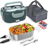 Monteka electric lunch box liner in stainless steel keeps meals warm on the go.