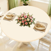 Moosfor Round Spandex Tablecloth fits 36-44 inch tables, waterproof and easy to clean.