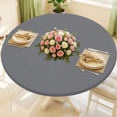Moosfor round tablecloth with elastic edge provides a secure fit on 45-56 inch tables