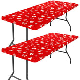 Moosfor Spandex tablecloth with snowflake box design for festive Christmas tables.