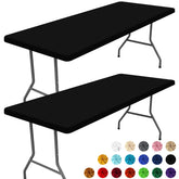 Moosfor Spandex tablecloth stretch-fit hugs a 6-foot rectangle table for a smooth, secure look.