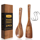 Mooues teak spatula spoon for cooking and serving, heat-safe and nonstick-friendly.