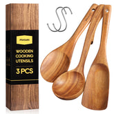 Mooues teak wood spoons set3 cooking spoon for gentle stirring with nonstick protection