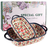 Moqidadii casserole large dish with floral Polish pottery pattern, ideal for family lasagna