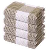 Mordimy buffalo check kitchen towels in khaki and white, absorbent for everyday use.