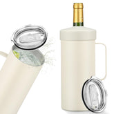 MoreFeel wine bottle chiller with handle keeps bottles cold and portable for parties