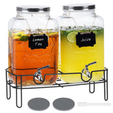 Moretoes two-gallon glass drinks dispenser with stand for easy serving