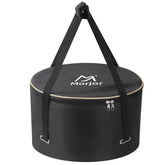 Morjor Dutch Oven Bag with crossed straps secures 10-12 inch pots during transport