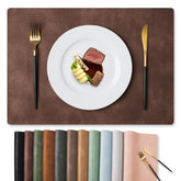 MOSAYT placemats show coffee-tone texture protecting surfaces during meals.