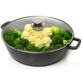 Moss & Stone 12-inch nonstick skillet with lid, smooth surface for easy food release.