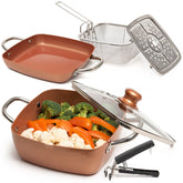 Moss & Stone copper chef set deep fryer basket enhances crispy cooking with less oil