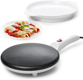 Moss & Stone 8-inch crepe maker, top view, compact for quick breakfasts.