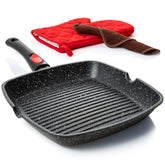Moss & Stone square grill pan for indoors with even heat across the surface.