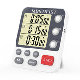 MOSTRUST Digital Dual Kitchen Timer with magnetic back for fridge placement and multi-dish timing